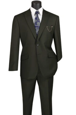 Olive Modern Fit 2 Piece Suit Textured Solid With Peak Lapel -Clothing Shop M2TR OLIVE JPG 800x1200 full