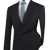 Black Modern Fit 2 Piece Suit Textured Solid With Peak Lapel -Clothing Shop M2TR BLACK
