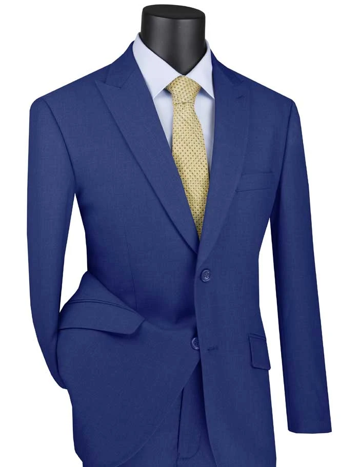 Blue Modern Fit 2 Piece Suit Textured Solid With Peak Lapel 3 Blue Modern Fit 2 Piece Suit Textured Solid With Peak Lapel