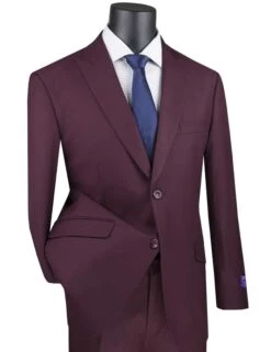 Maroon Modern Fit 2 Piece Suit Textured Solid With Peak Lapel