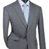 Medium Gray Modern Fit 2 Piece Suit Textured Solid With Peak Lapel -Clothing Shop M2TR GRAY