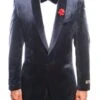 Empire Collection - Velvet Regular Fit Vintage Floral Blazer In Navy -Clothing Shop ME167 02