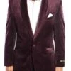 Empire Collection - Velvet Regular Fit Vintage Floral Blazer In Plum -Clothing Shop ME167 03s