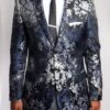 Empire Collection - Mens Modern Fit Black And Silver Floral Sports Coat -Clothing Shop ME170 02