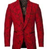 Empire Collection - Red Floral Solid Pattern Sports Coat Slim Fit -Clothing Shop ME277H 02S