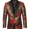 Empire Collection - Red Floral Pattern Sports Coat Slim Fit -Clothing Shop ME278H 01s