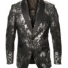 Empire Collection - Black/Silver Floral Pattern Sports Coat Slim Fit