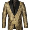 Empire Collection - Gold Floral Pattern Shawl Collar Sports Coat Slim Fit -Clothing Shop ME282H 01S