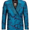 Empire Collection - Turquoise Slim Fit Dinner Jacket Double Breasted Blazer 2 Empire Collection - Turquoise Slim Fit Dinner Jacket Double Breasted Blazer -Clothing Shop ME316H 01 S