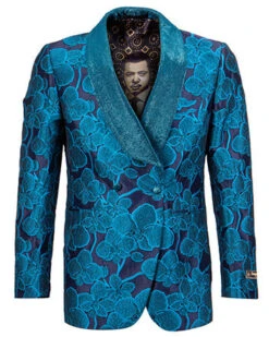 (4XL) Turquoise Slim Fit Dinner Jacket Double Breasted Blazer