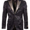 Empire Collection - Black Slim Fit Formal Dinner Show Blazer With Gold Sequin Lapel -Clothing Shop ME318H 01 S