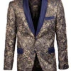 Empire Collection - Slim Fit Formal Dinner Show Blazer In Gold/Navy -Clothing Shop ME319H 01 S