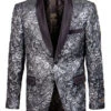 Empire Collection - Slim Fit Formal Dinner Show Blazer In Silver/Black -Clothing Shop ME319H 02 S