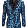 Empire Collection - Slim Fit Turquoise Paisley Pattern Double Breasted Blazer -Clothing Shop ME328H 01 S