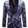 Empire Collection - Slim Fit Royal Blue Floral Pattern Double Breasted Blazer -Clothing Shop ME331H 01 S