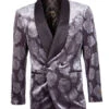 Empire Collection - Slim Fit Charcoal Floral Pattern Double Breasted Blazer 1 Empire Collection - Slim Fit Charcoal Floral Pattern Double Breasted Blazer -Clothing Shop ME331H 02 S