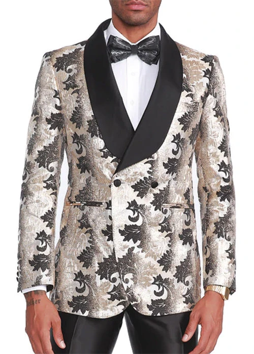 Empire Collection - Slim Fit Floral Pattern Double Breasted Blazer 3 Empire Collection - Slim Fit Floral Pattern Double Breasted Blazer