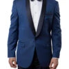 Blue Slim Fit Floral Pattern Blazer Satin Shawl Collar -Clothing Shop MJ124S 05 BLUE f6ae48c9 c449 46bc 8386 511b6c2fa329