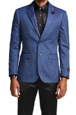 Slim Fit Windowpane Blazer 2 Button In Blue