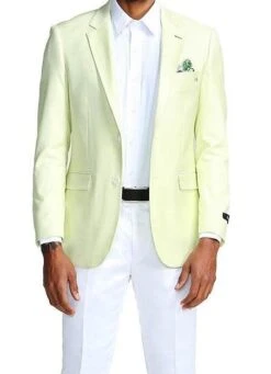 (S) Slim Fit Blazer 2 Button In Solid Mint