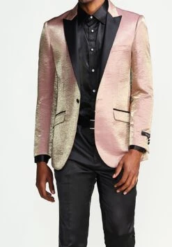 Slim Fit Shine Blazer 1 Button With Satin Peak Lapel In Rose