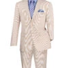 Modern Fit Summer 2 Piece 2 Button Suit Striped Seersucker In Tan 1 Modern Fit Summer 2 Piece 2 Button Suit Striped Seersucker In Tan -Clothing Shop MSS 1 TAN