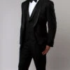 Black Slim Fit Tuxedo 3 Piece With Satin Shawl Collar Vest -Clothing Shop MT239S 00NEW