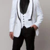 White Slim Fit Tuxedo 3 Piece With Satin Shawl Collar Vest -Clothing Shop MT239S 03NEW