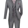 Charcoal Modern Fit 3 Piece Suit With Vest And Adjustable Waist Band Pants