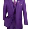 Purple Modern Fit 3 Piece Suit With Vest And Elastic Waist Band Pants -Clothing Shop MV2TR PURPLE