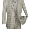 Tuscany Collection - Modern Fit Windowpane Suit 3 Piece In Putty -Clothing Shop MV2W 2 PUTTY JPG 800x1200 1