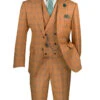 Orange Modern Fit Windowpane Peak Lapel 3 Piece Suit -Clothing Shop MV2W 3 ORANGE JPG WEB 1