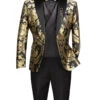 Black Gold Modern Fit 3 Piece Suit With Matching Bow Tie -Clothing Shop MVJQ 1 BLACK 1