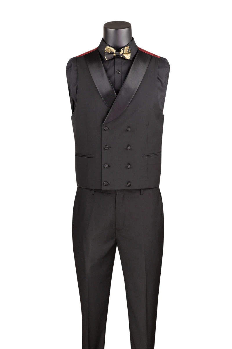 Black Gold Modern Fit 3 Piece Suit With Matching Bow Tie 4 Black Gold Modern Fit 3 Piece Suit With Matching Bow Tie - Image 2