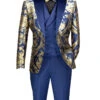 Navy Gold Modern Fit 3 Piece Suit With Matching Bow Tie -Clothing Shop MVJQ 1 NAVY 1