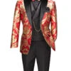 Red Gold Modern Fit 3 Piece Suit With Matching Bow Tie -Clothing Shop MVJQ 1 RED 1