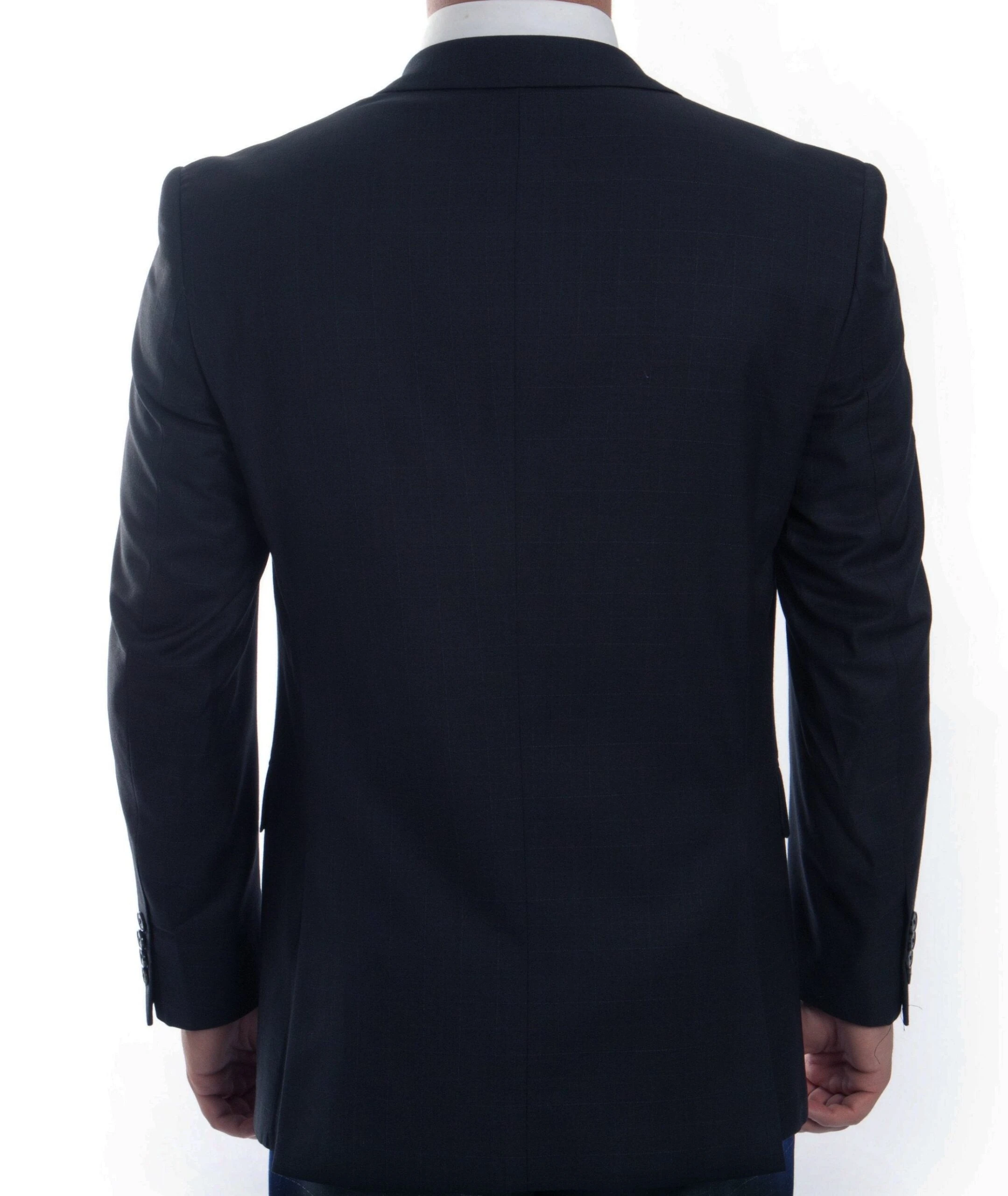 Modern Fit 3 Piece Fine Wool Suit Windowpane Navy 4 Modern Fit 3 Piece Fine Wool Suit Windowpane Navy - Image 2