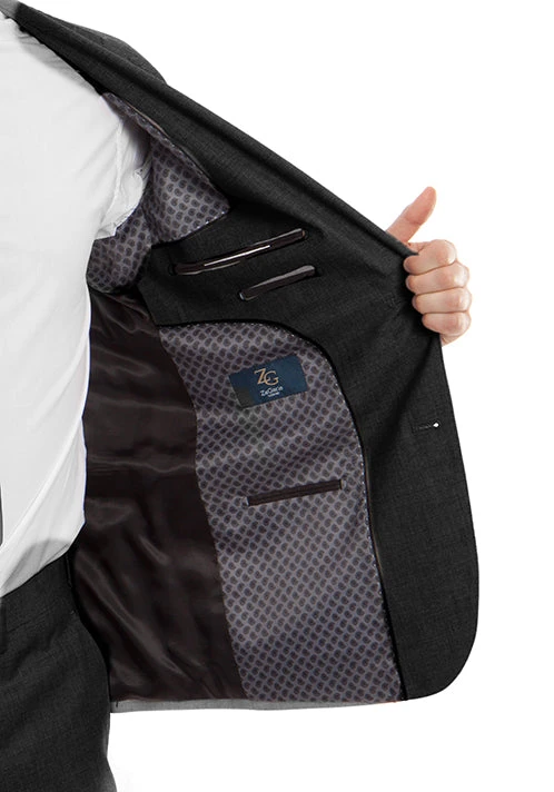 Arezzo Collection - 100% Wool Suit Modern Fit Italian Style 2 Piece In Black 4 Arezzo Collection - 100% Wool Suit Modern Fit Italian Style 2 Piece In Black - Image 2