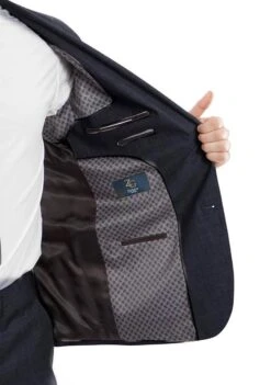 Arezzo Collection - 100% Wool Suit Modern Fit Italian Style 2 Piece In Navy -Clothing Shop MW246 03 Open