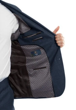 Arezzo Collection - 100% Wool Suit Modern Fit Italian Style 2 Piece In Indigo -Clothing Shop MW246 04 Open