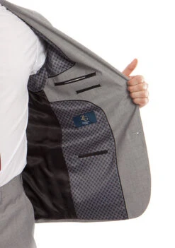 Arezzo Collection - 100% Wool Suit Modern Fit Italian Style 2 Piece In Gray -Clothing Shop MW246 05 Open