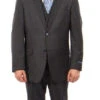 Wool Suit Modern Fit Windowpane 3 Piece In Dark Gray -Clothing Shop MW258 1s