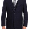 Dotted Wool Suit Modern Fit 3 Piece In Navy -Clothing Shop NAVY