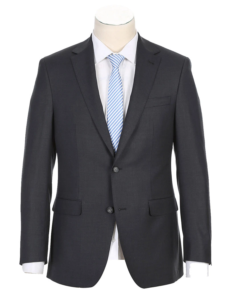 Half Canvas Wool Dress Suit Regular Fit 2 Piece In Charcoal 3 Half Canvas Wool Dress Suit Regular Fit 2 Piece In Charcoal