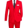 Red Slim Fit Men's 2 Piece Business Suit 2 Button 2 Red Slim Fit Men's 2 Piece Business Suit 2 Button -Clothing Shop S 2PP RED JPG