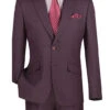 Slim Fit 2 Piece Suit Burgundy Glen Plaid Pattern Matching Pants -Clothing Shop S2RW 1 BURGUNDY