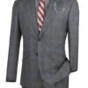 Slim Fit 2 Piece Suit Charcoal Glen Plaid Pattern Matching Pants -Clothing Shop S2RW 1 CHARCOAL