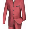 Oriental Collection - Banded Collar Slim Fit Suit Shiny Sharkskin 2 Piece Wine -Clothing Shop S4HT 1 WIN 460x800 71814c12 2c43 4c67 98de b58a5be225ee