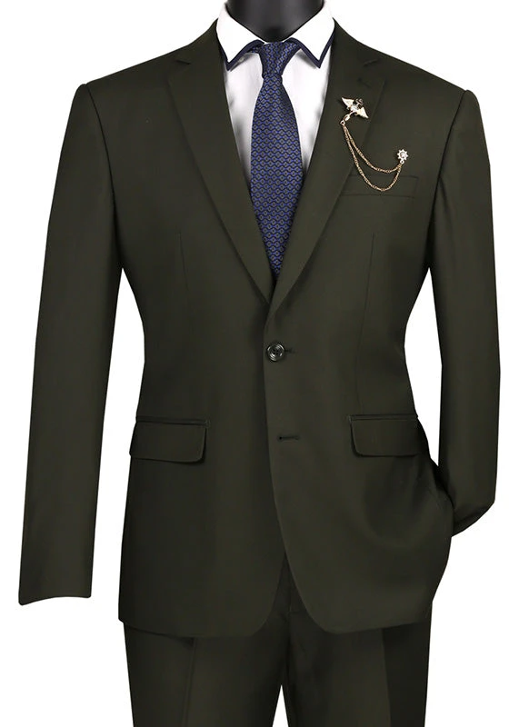 Slim Fit Men's Suit 2 Piece 2 Button In Olive 4 Slim Fit Men's Suit 2 Piece 2 Button In Olive - Image 2