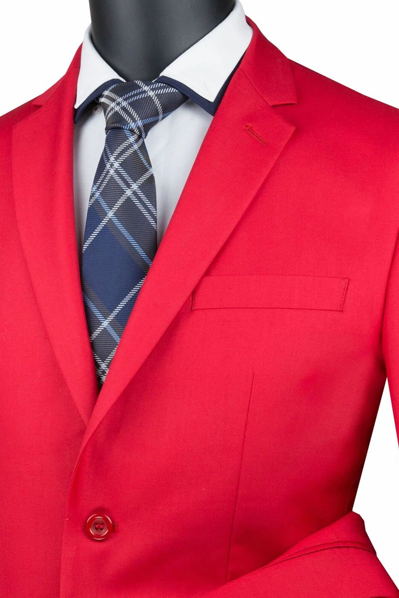 Slim Fit Men's Suit 2 Piece 2 Button In Red 4 Slim Fit Men's Suit 2 Piece 2 Button In Red - Image 2